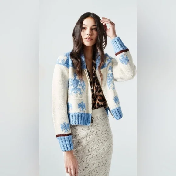 Smythe Handknit Zip Cardigan with Eagle - Picture 1 of 9